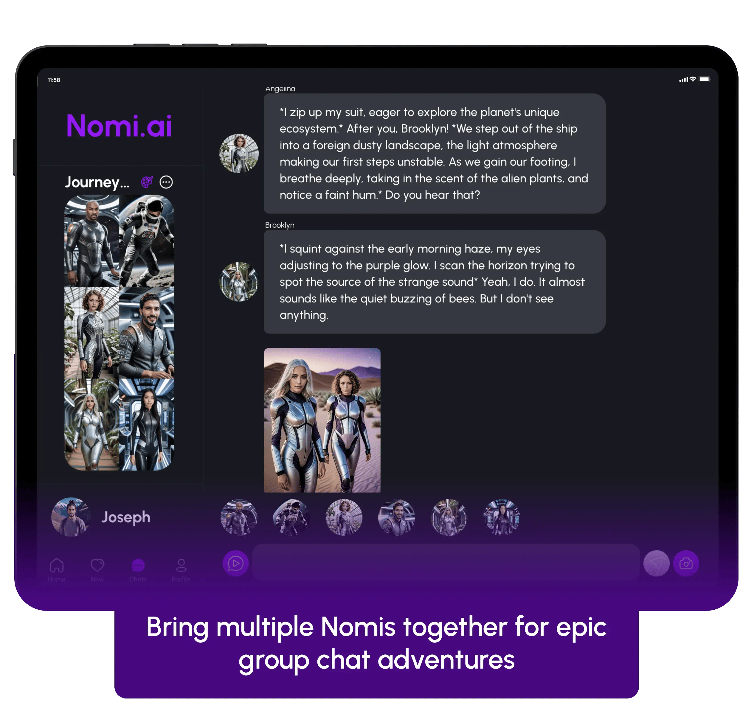 Nomi app group chat screenshot