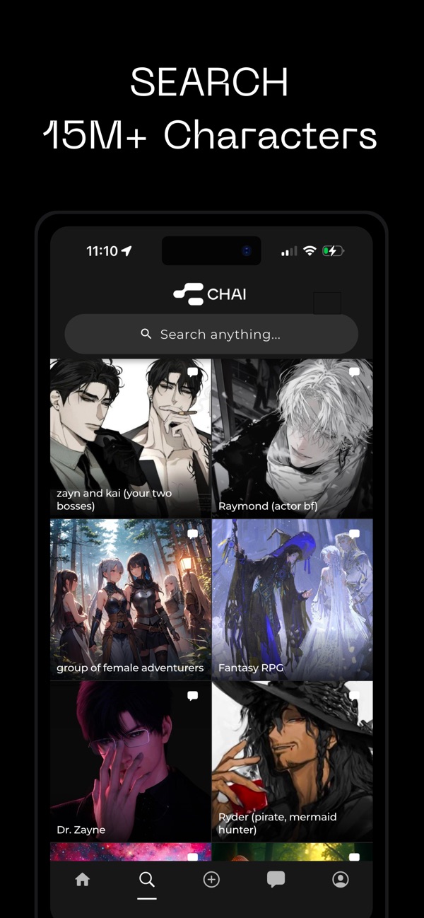 Official Chai App Store screenshot showing the character search screen