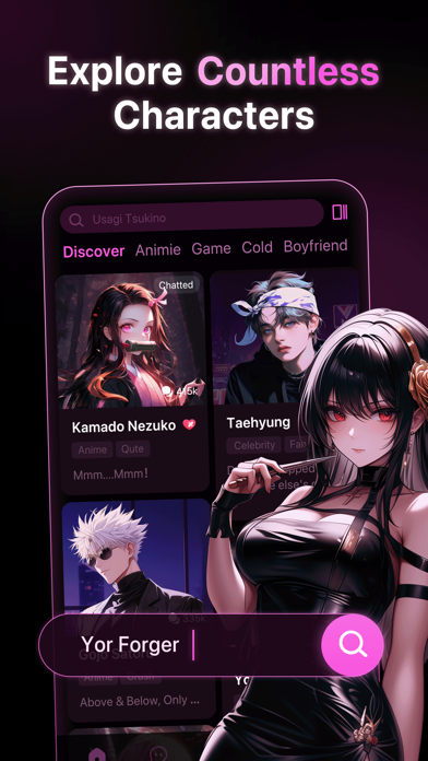 PolyBuzz App Store screenshot showing its character discovery feed